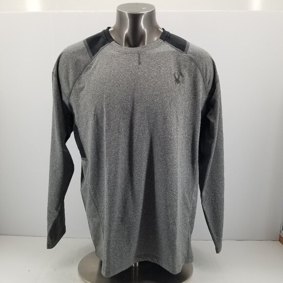 2 of Spyder Shirt Adult Active Long Sleeve Gray Proweb Athletic Top Mens Sz XL - Picture 2 of 11